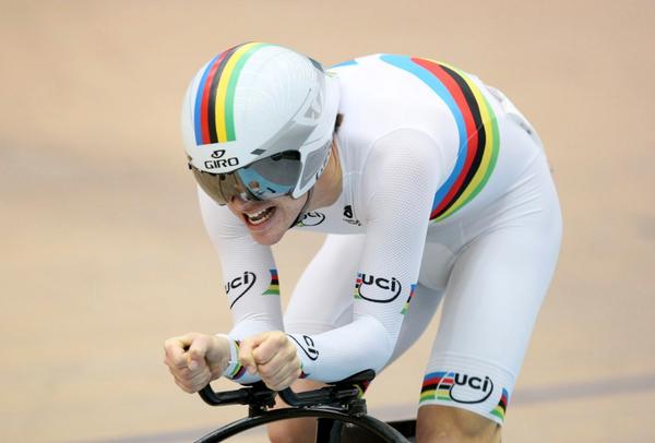 World champion Aaron Gate in action on his way to winning the omnium at the UCI Festival of Speed event at Invercargill today.